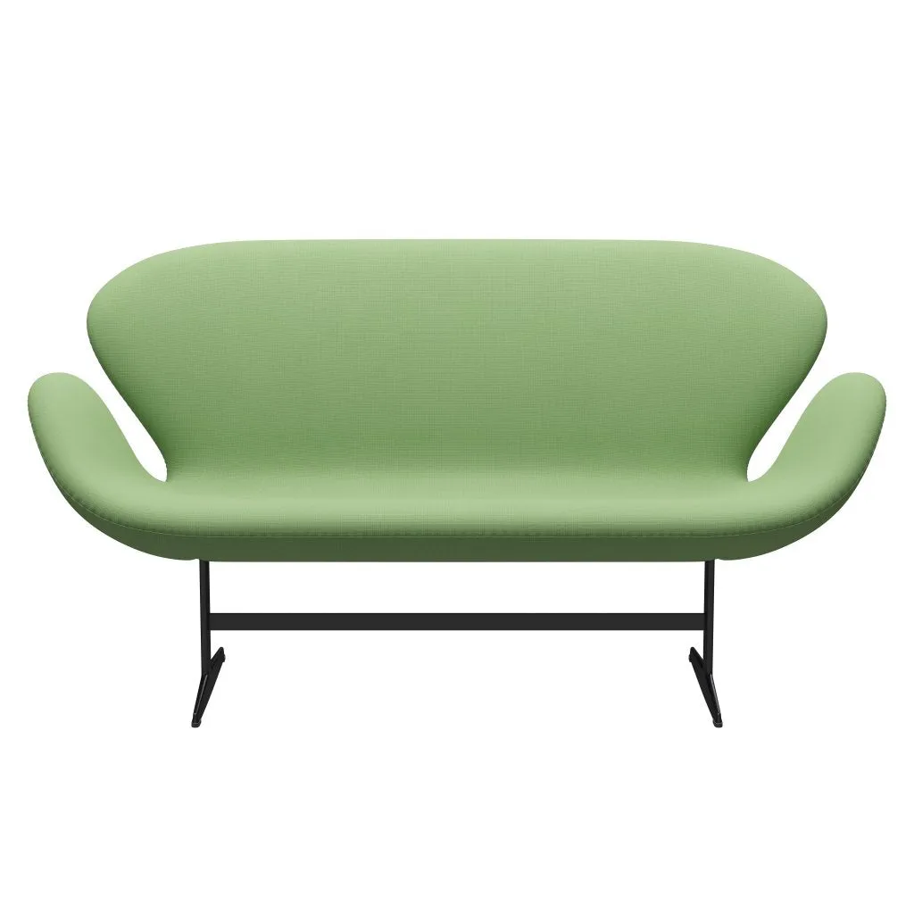 Fritz Hansen Swan™ Sofa 2 Seater, Black Lacquered/Fame Light Green