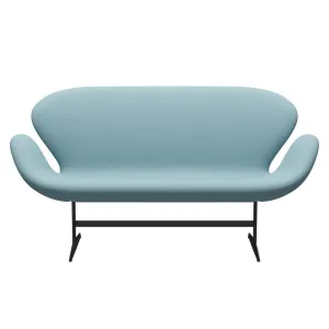 Fritz Hansen Swan™ Sofa 2 Seater, Black Lacquered/Fame Turquoise Light