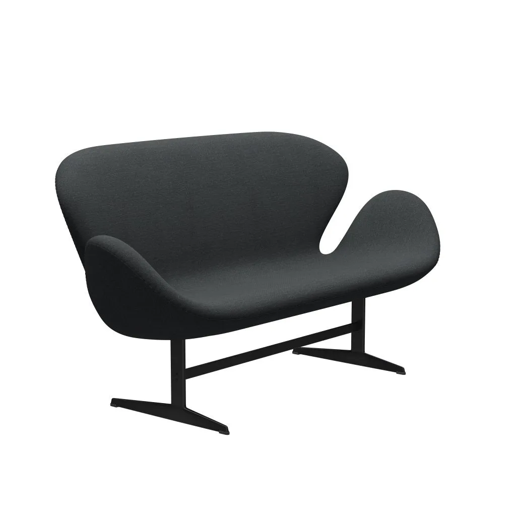 Fritz Hansen Swan™ Sofa 2 Seater, Black Lacquered/Fiord Dark Grey Multicoloured