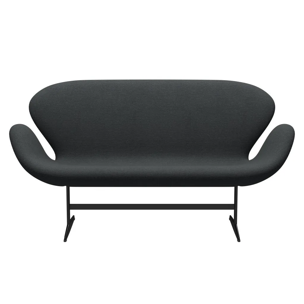 Fritz Hansen Swan™ Sofa 2 Seater, Black Lacquered/Fiord Dark Grey Multicoloured