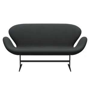Fritz Hansen Swan™ Sofa 2 Seater, Black Lacquered/Fiord Dark Grey Multicoloured