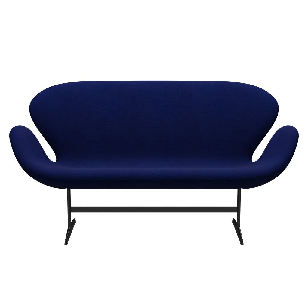 Fritz Hansen Swan™ Sofa 2 Seater, Black Lacquered/Hallingdal Dark Blue