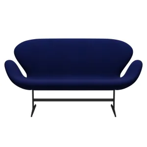 Fritz Hansen Swan™ Sofa 2 Seater, Black Lacquered/Hallingdal Dark Blue