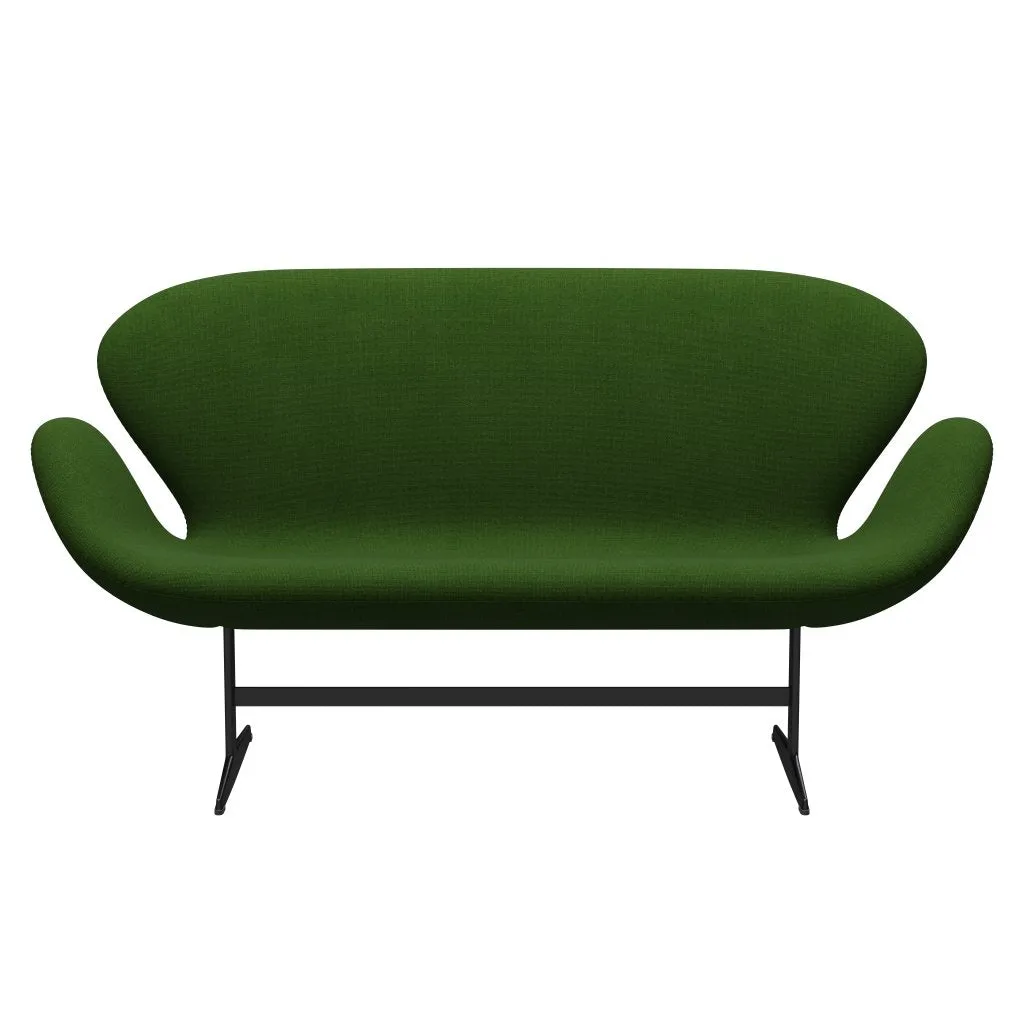 Fritz Hansen Swan™ Sofa 2 Seater, Black Lacquered/Hallingdal Grass Green