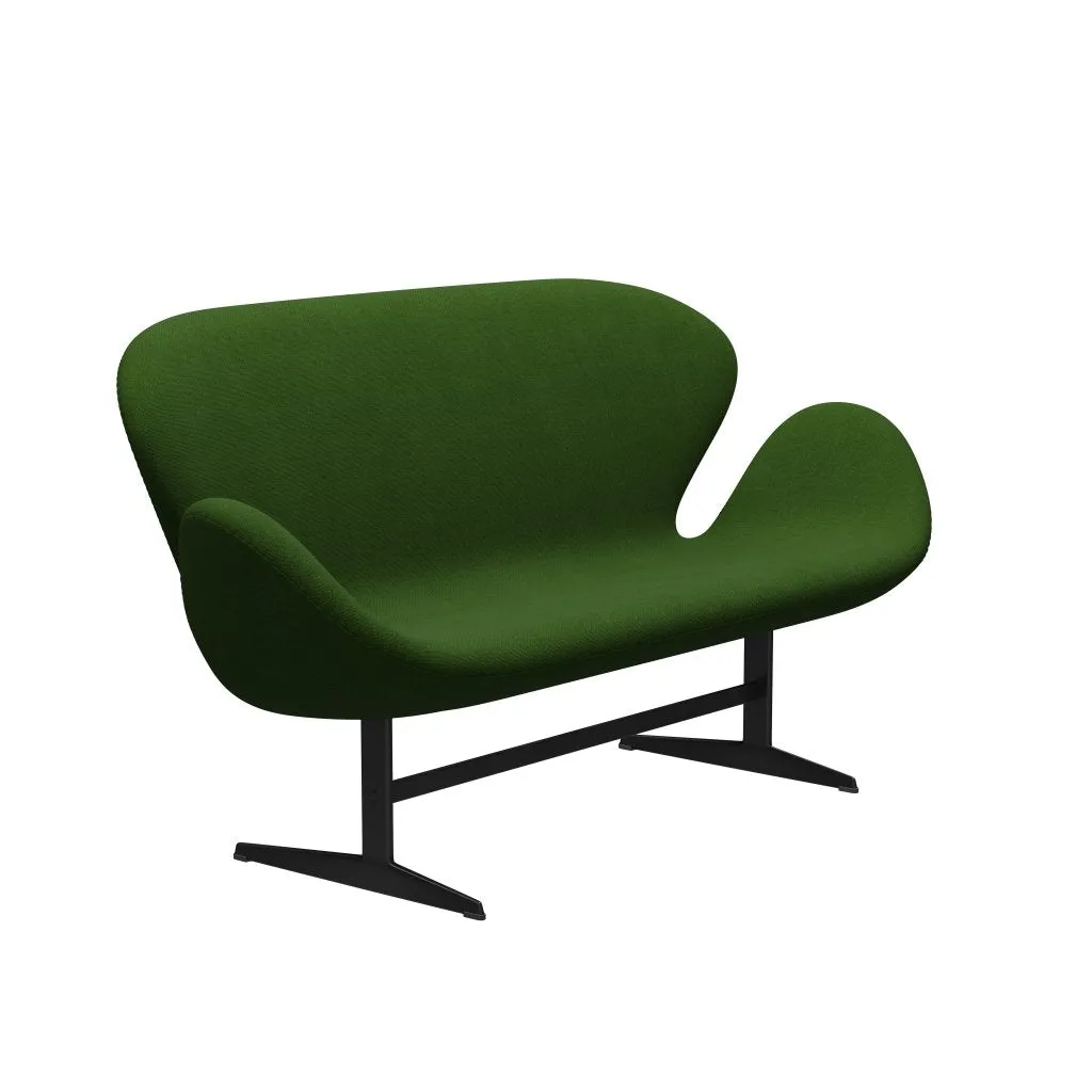 Fritz Hansen Swan™ Sofa 2 Seater, Black Lacquered/Hallingdal Grass Green