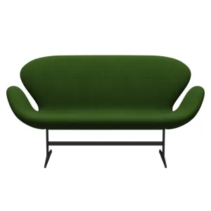 Fritz Hansen Swan™ Sofa 2 Seater, Black Lacquered/Hallingdal Grass Green