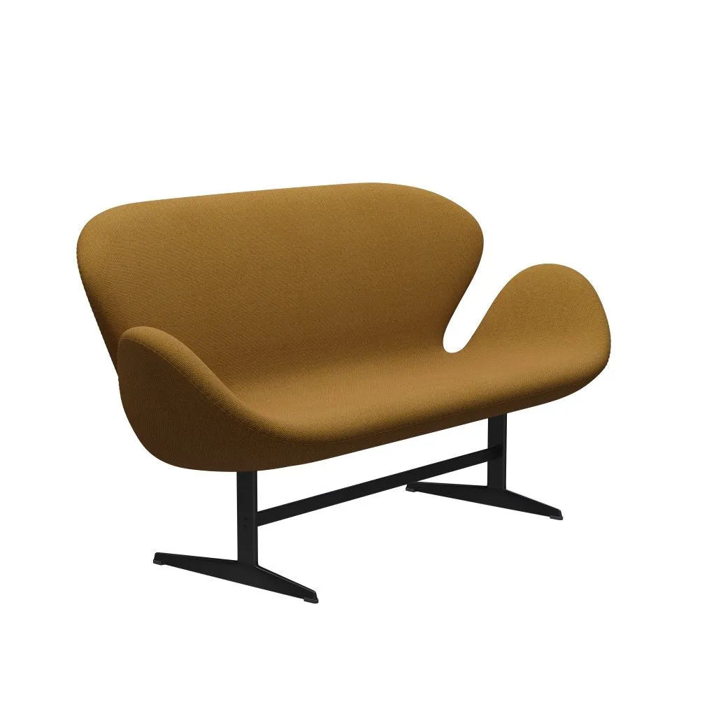Fritz Hansen Swan™ Sofa 2 Seater, Black Lacquered/Re Wool Saffron/Natural