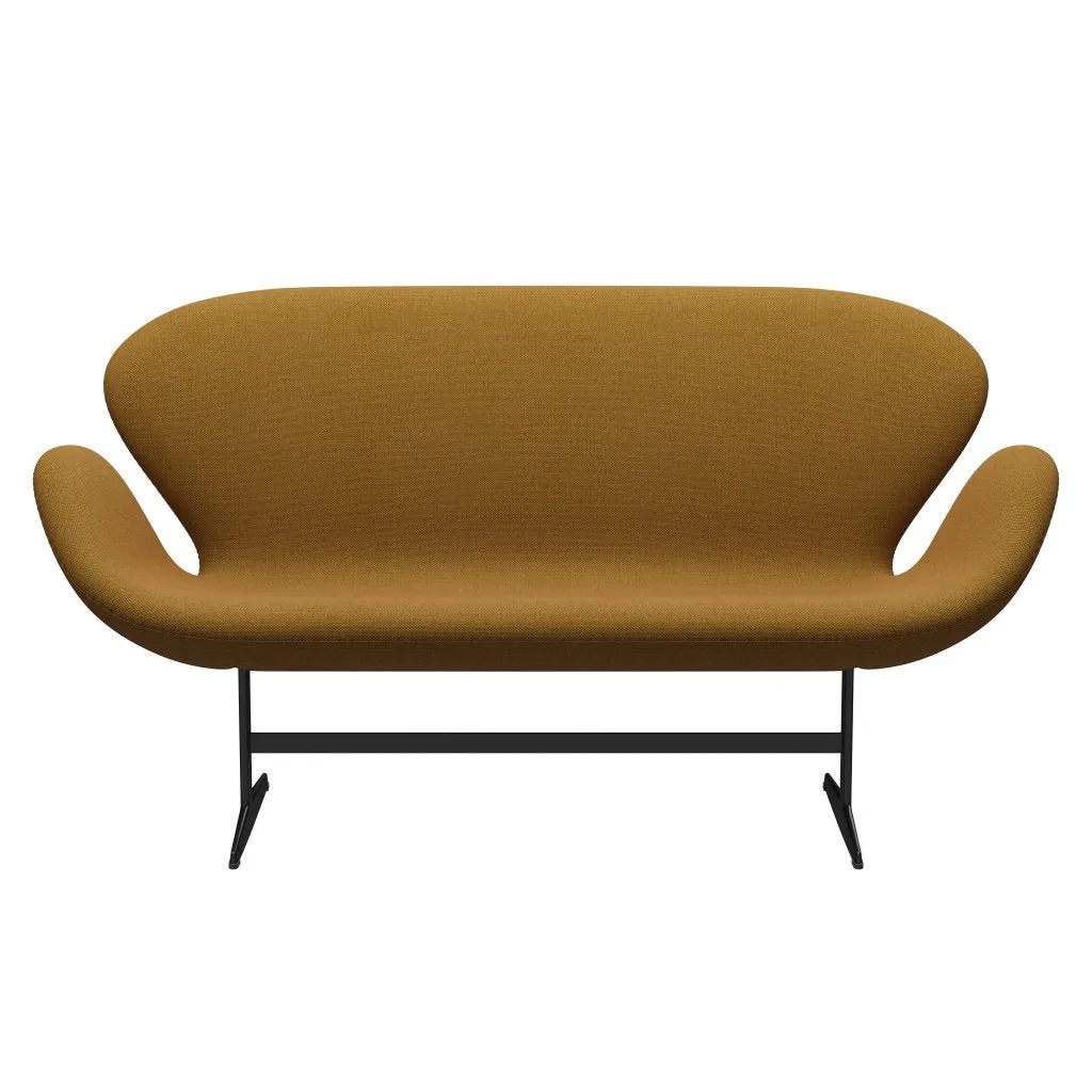 Fritz Hansen Swan™ Sofa 2 Seater, Black Lacquered/Re Wool Saffron/Natural