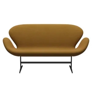 Fritz Hansen Swan™ Sofa 2 Seater, Black Lacquered/Re Wool Saffron/Natural