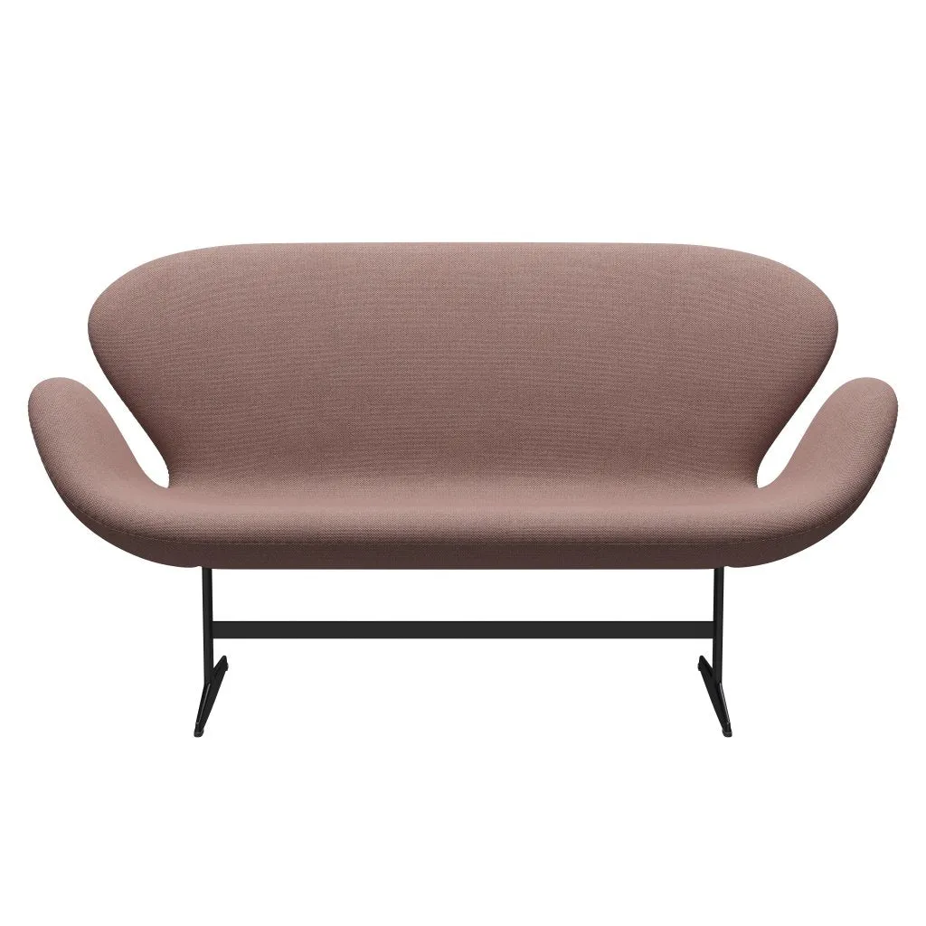 Fritz Hansen Swan™ Sofa 2 Seater, Black Lacquered/Re Wool Soft Pink/Natural