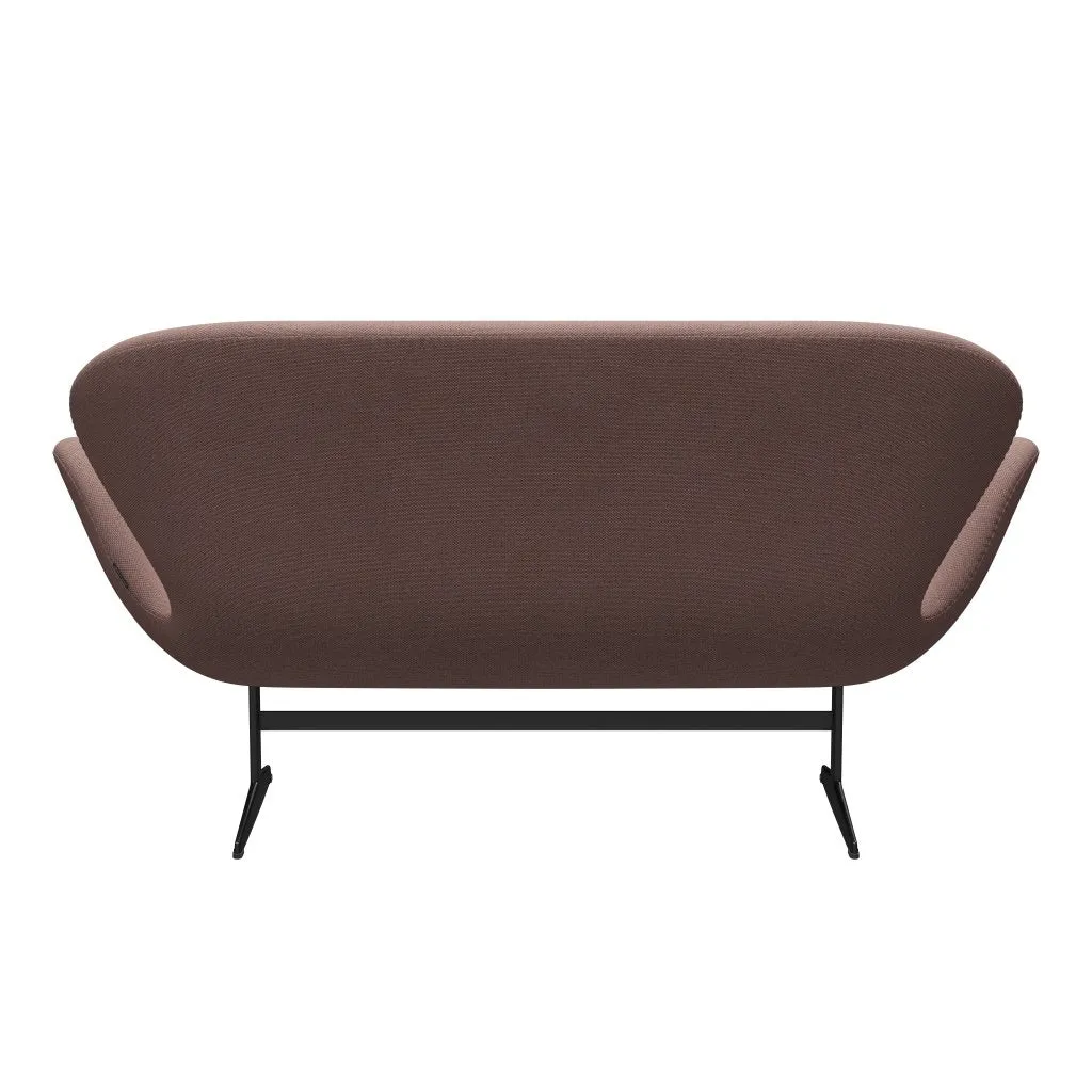 Fritz Hansen Swan™ Sofa 2 Seater, Black Lacquered/Re Wool Soft Pink/Natural
