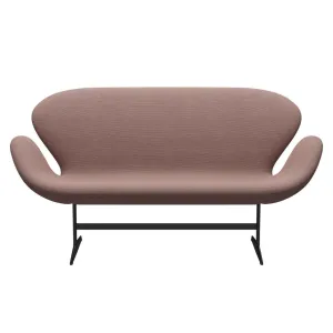 Fritz Hansen Swan™ Sofa 2 Seater, Black Lacquered/Re Wool Soft Pink/Natural