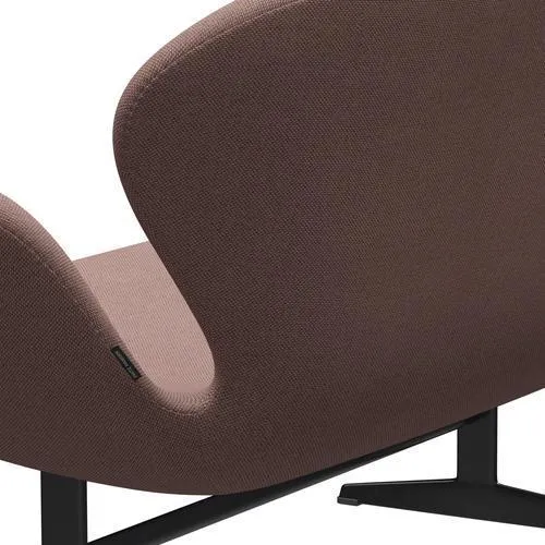 Fritz Hansen Swan™ Sofa 2 Seater, Black Lacquered/Re Wool Soft Pink/Natural