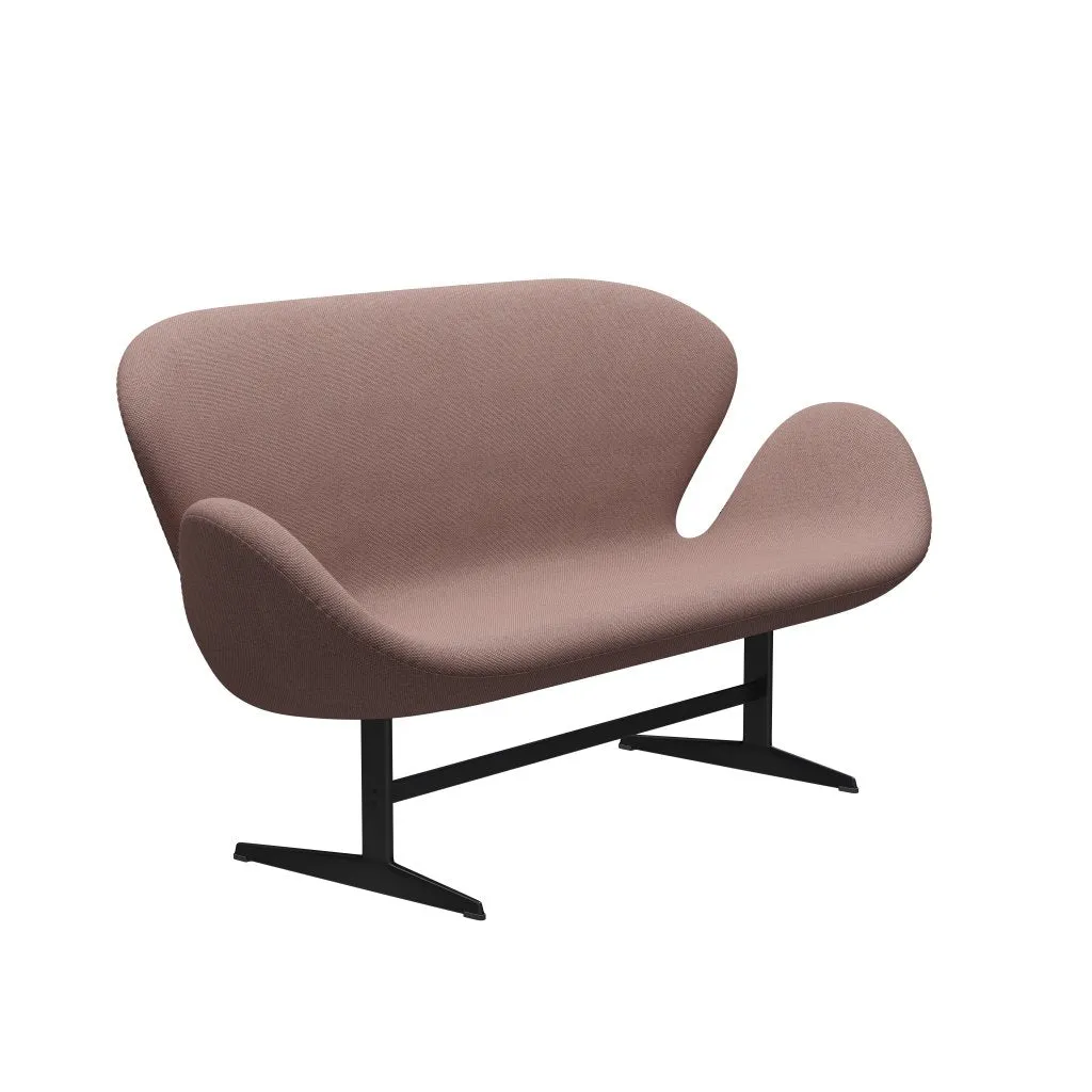 Fritz Hansen Swan™ Sofa 2 Seater, Black Lacquered/Re Wool Soft Pink/Natural