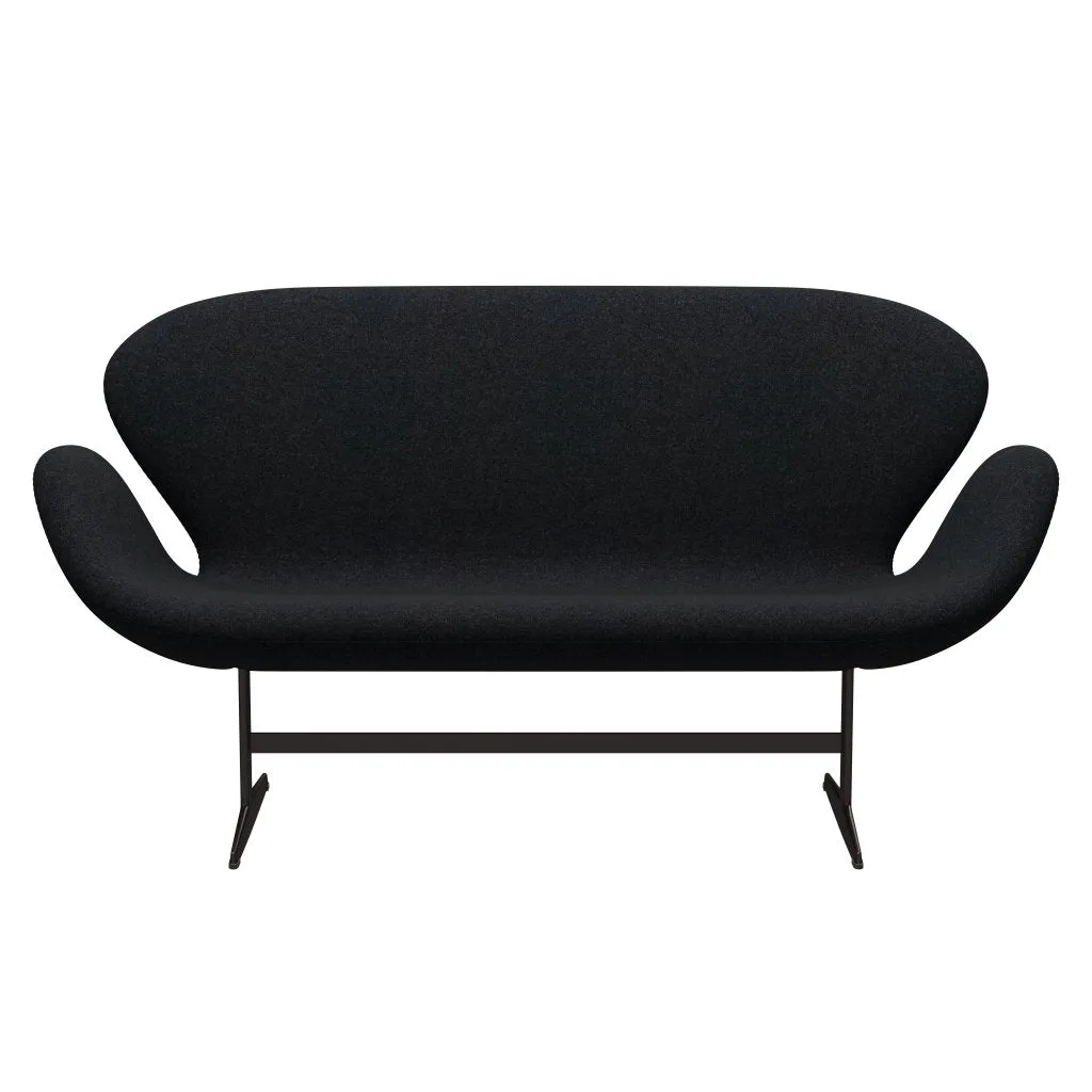 Fritz Hansen Swan Sofa 2 Seater, Brown Bronze/Divina Md Black