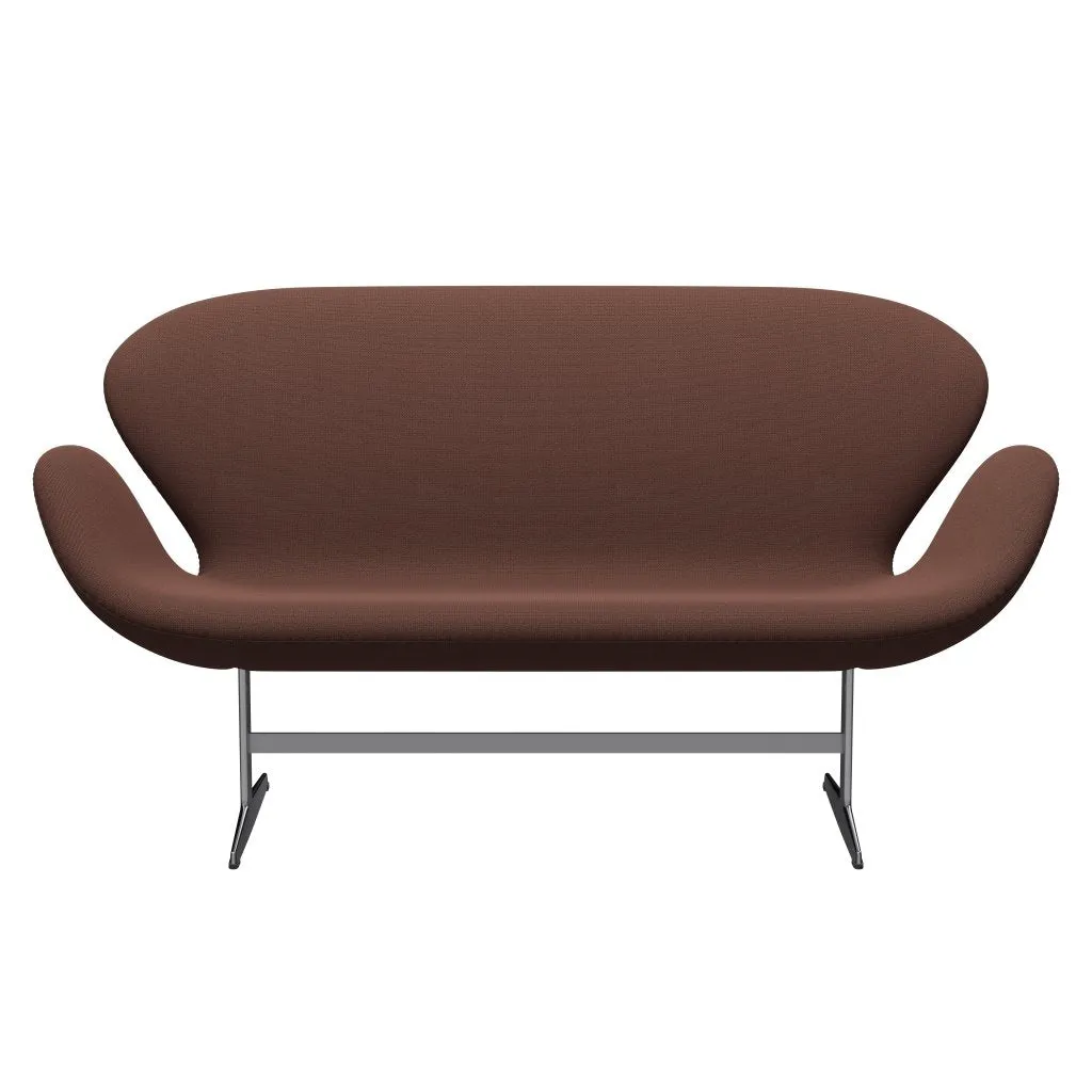 Fritz Hansen Swan™ Sofa 2 Seater, Satin Brushed Aluminium/Capture Brown/Light Pink