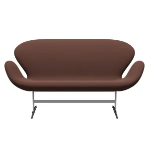 Fritz Hansen Swan™ Sofa 2 Seater, Satin Brushed Aluminium/Capture Brown/Light Pink