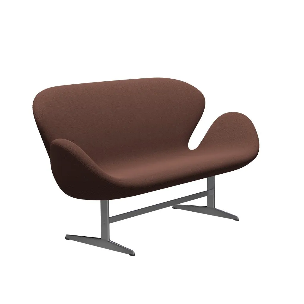 Fritz Hansen Swan™ Sofa 2 Seater, Satin Brushed Aluminium/Capture Brown/Light Pink