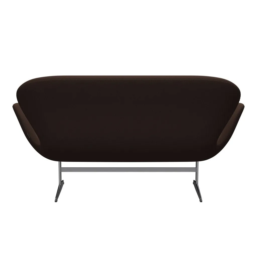 Fritz Hansen Swan™ Sofa 2 Seater, Satin Brushed Aluminium/Capture Chocolate Brown