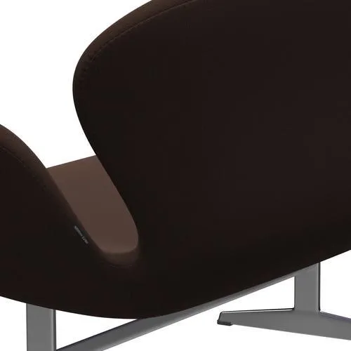 Fritz Hansen Swan™ Sofa 2 Seater, Satin Brushed Aluminium/Capture Chocolate Brown