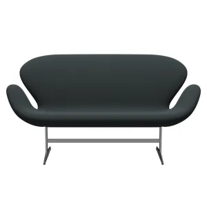 Fritz Hansen Swan™ Sofa 2 Seater, Satin Brushed Aluminium/Capture Dark Deep Green