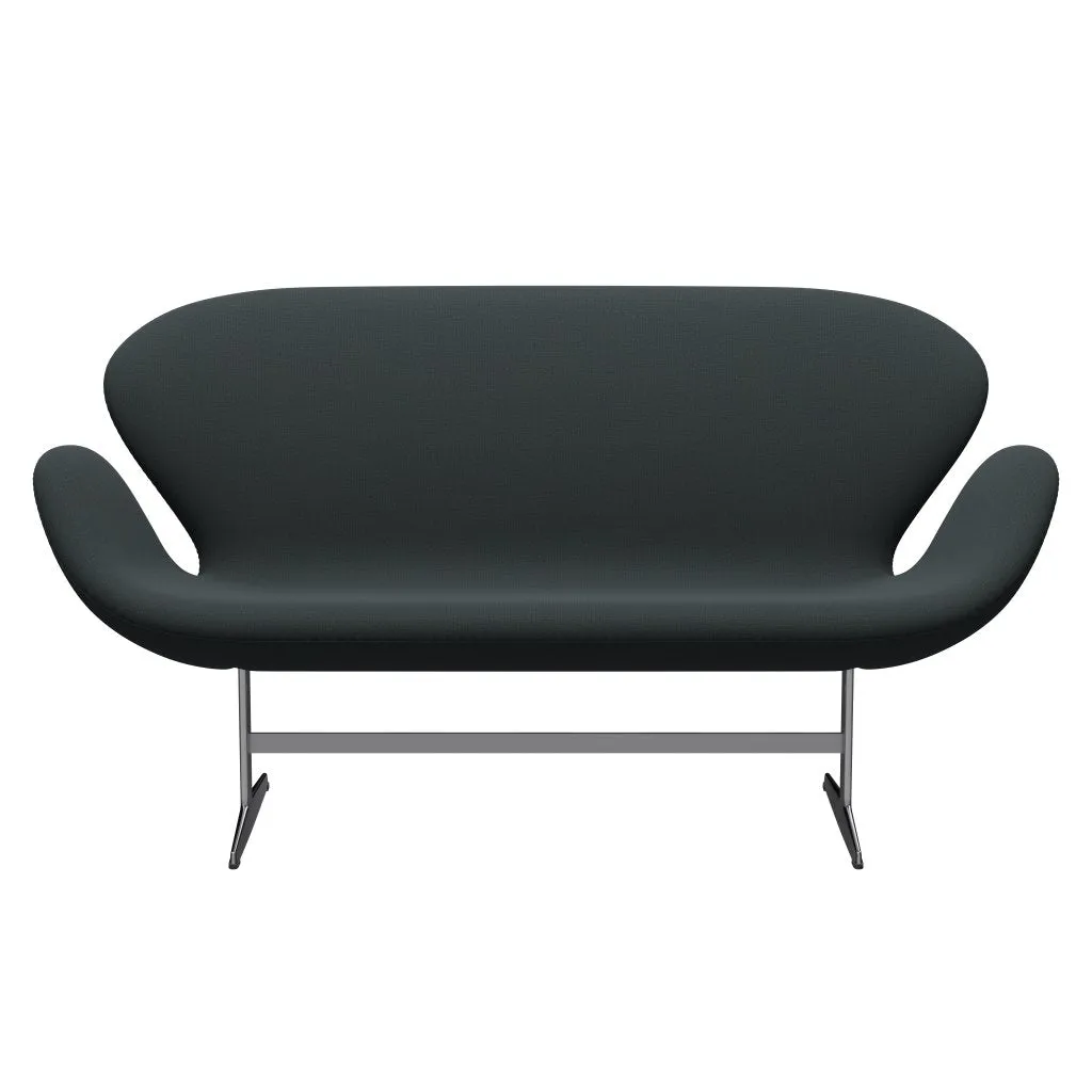 Fritz Hansen Swan™ Sofa 2 Seater, Satin Brushed Aluminium/Capture Dark Deep Green