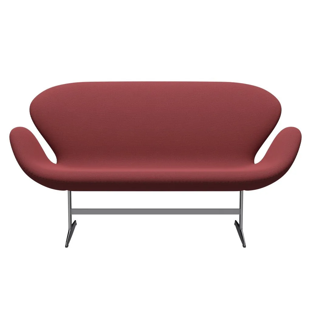 Fritz Hansen Swan™ Sofa 2 Seater, Satin Brushed Aluminium/Capture Dark Red