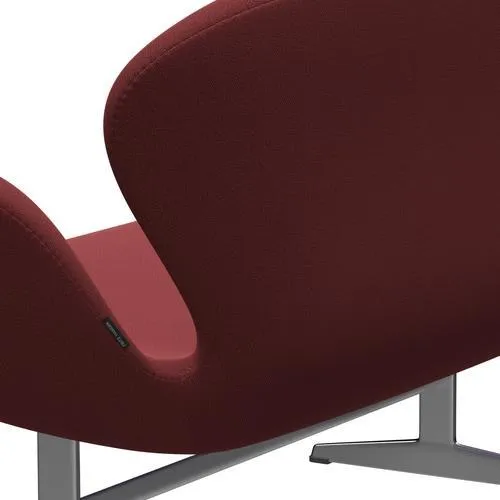 Fritz Hansen Swan™ Sofa 2 Seater, Satin Brushed Aluminium/Capture Dark Red