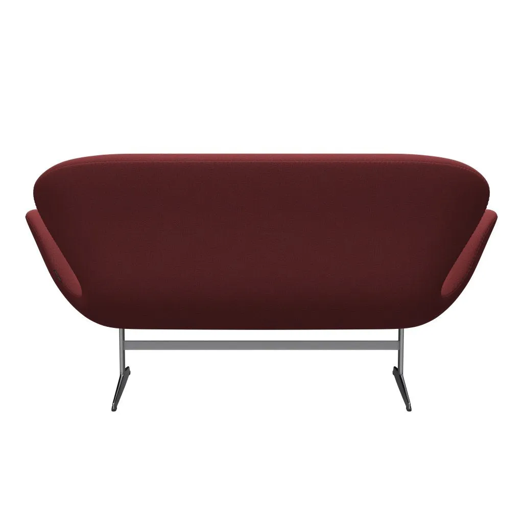 Fritz Hansen Swan™ Sofa 2 Seater, Satin Brushed Aluminium/Capture Dark Red