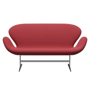 Fritz Hansen Swan™ Sofa 2 Seater, Satin Brushed Aluminium/Capture Inst Ant™ Red