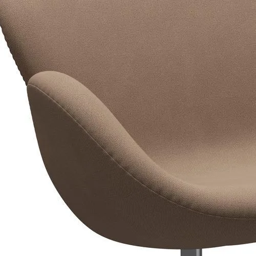Fritz Hansen Swan™ Sofa 2 Seater, Satin Brushed Aluminium/Capture Sand/Brown