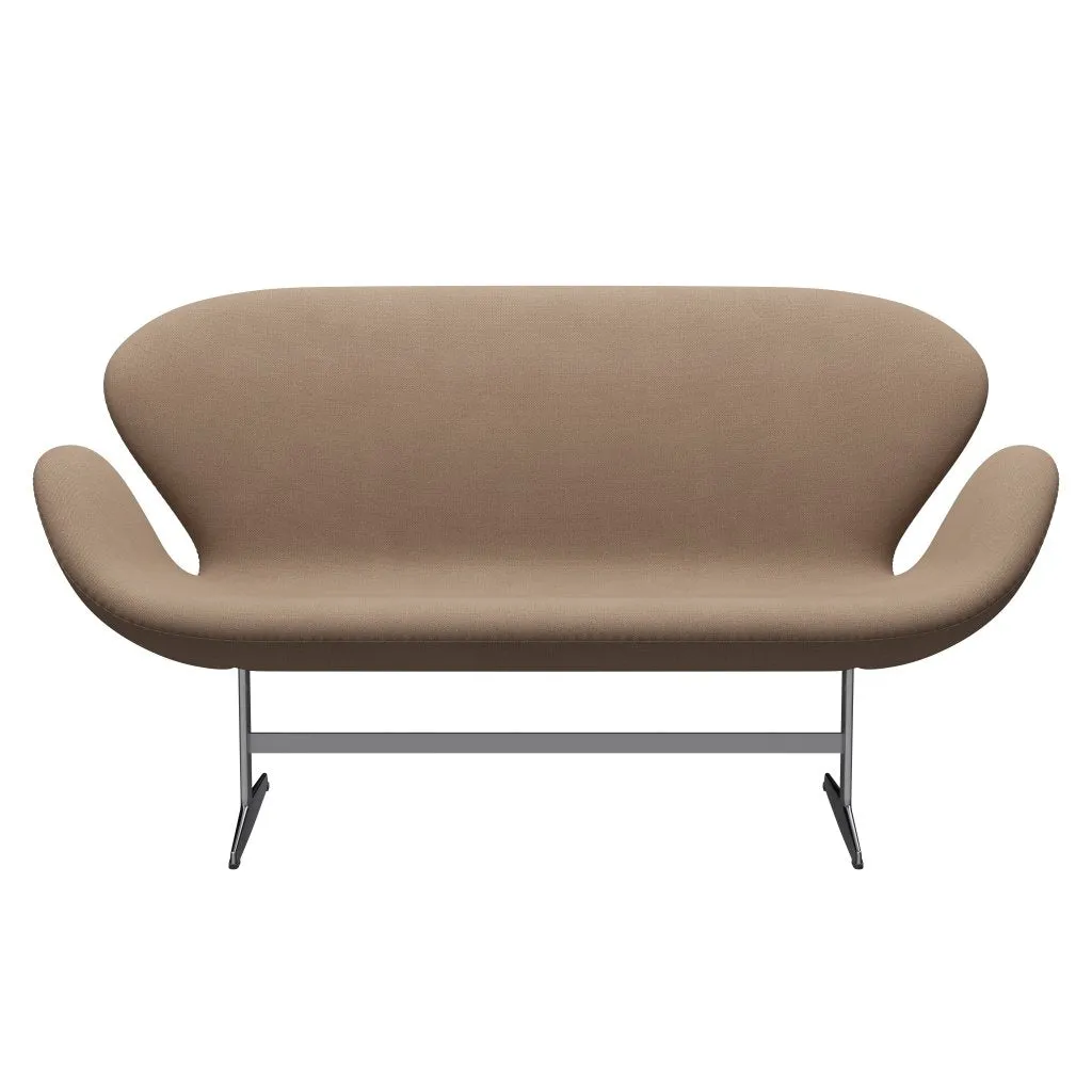 Fritz Hansen Swan™ Sofa 2 Seater, Satin Brushed Aluminium/Capture Sand/Brown