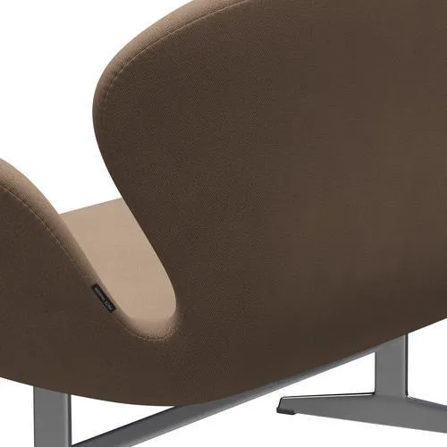 Fritz Hansen Swan™ Sofa 2 Seater, Satin Brushed Aluminium/Capture Sand/Brown