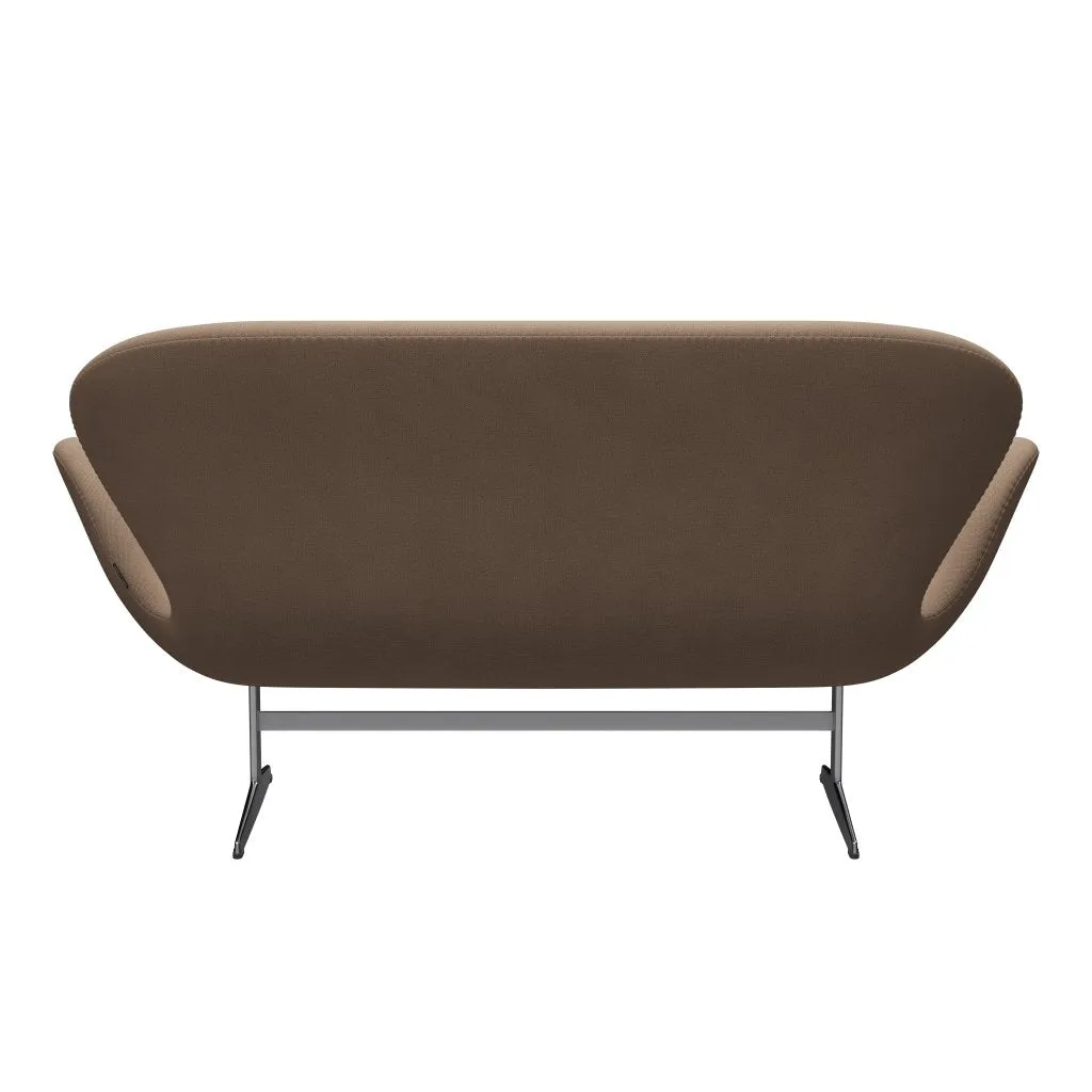 Fritz Hansen Swan™ Sofa 2 Seater, Satin Brushed Aluminium/Capture Sand/Brown