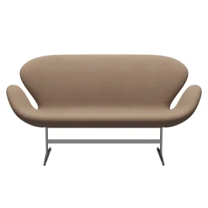 Fritz Hansen Swan™ Sofa 2 Seater, Satin Brushed Aluminium/Capture Sand/Brown