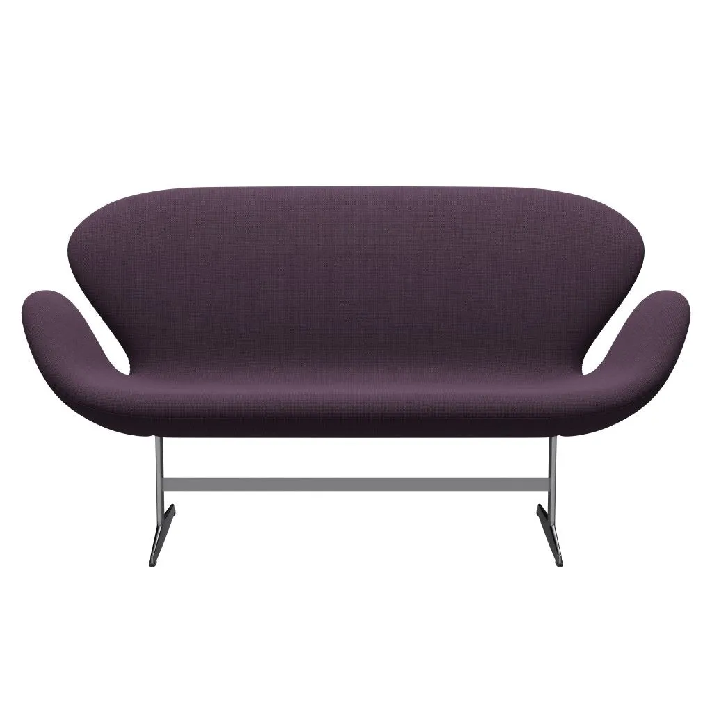 Fritz Hansen Swan™ Sofa 2 Seater, Satin Brushed Aluminium/Capture Violet Dark