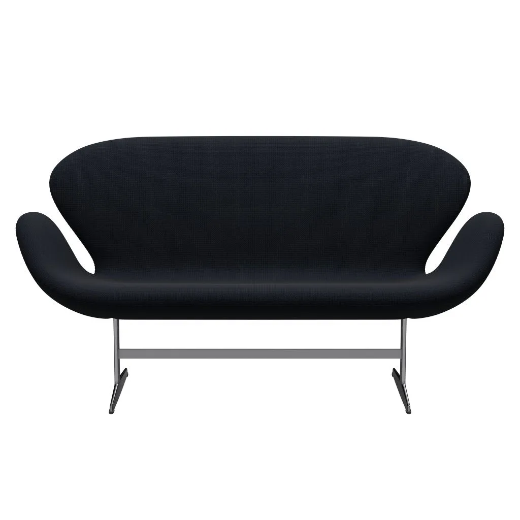 Fritz Hansen Swan™ Sofa 2 Seater, Satin Brushed Aluminium/Diablo Dark Blue