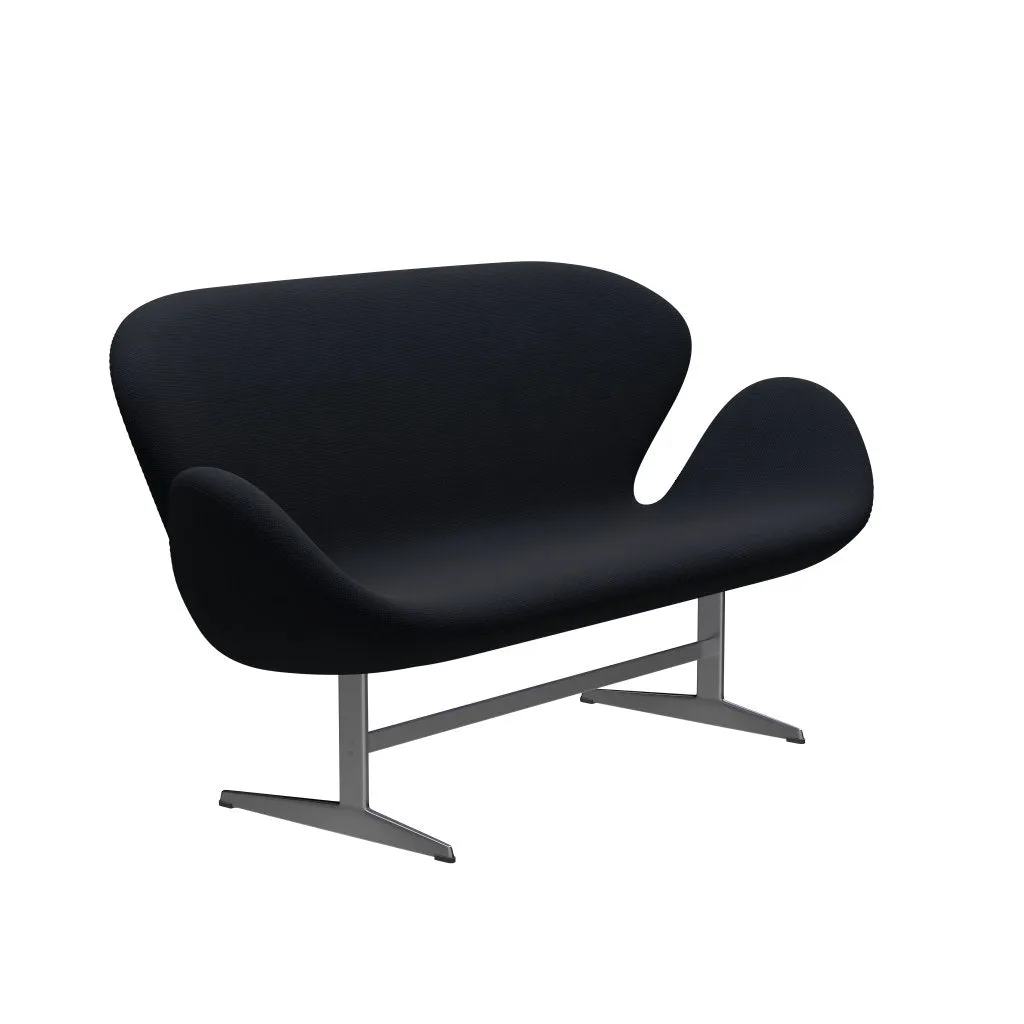 Fritz Hansen Swan™ Sofa 2 Seater, Satin Brushed Aluminium/Diablo Dark Blue
