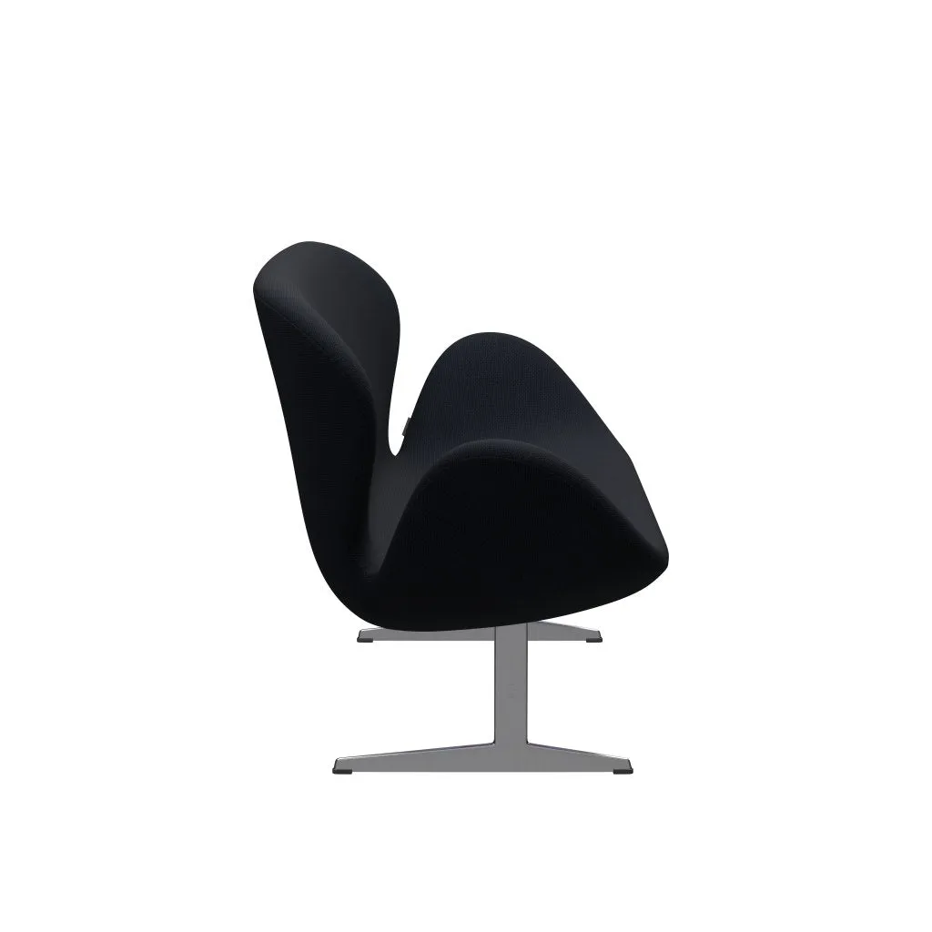 Fritz Hansen Swan™ Sofa 2 Seater, Satin Brushed Aluminium/Diablo Dark Blue