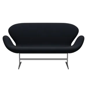 Fritz Hansen Swan™ Sofa 2 Seater, Satin Brushed Aluminium/Diablo Dark Blue