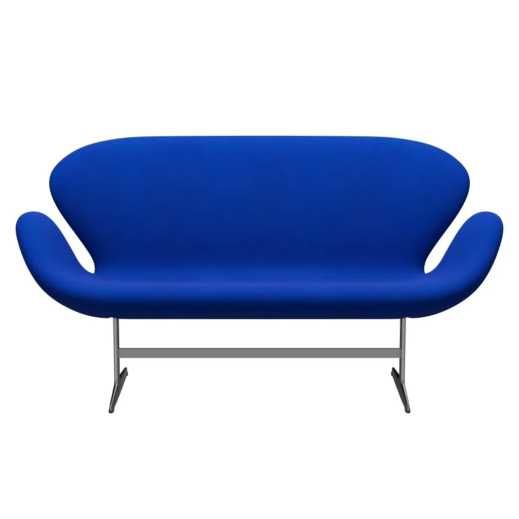 Fritz Hansen Swan™ Sofa 2 Seater, Satin Brushed Aluminium/Divina Blue