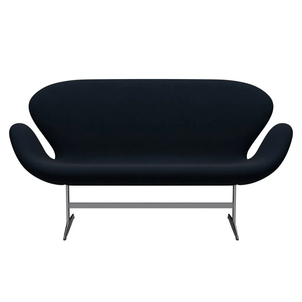 Fritz Hansen Swan™ Sofa 2 Seater, Satin Brushed Aluminium/Divina Dark Blue