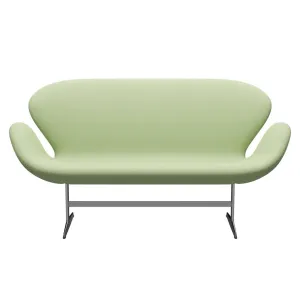 Fritz Hansen Swan™ Sofa 2 Seater, Satin Brushed Aluminium/Divina Light Yellow