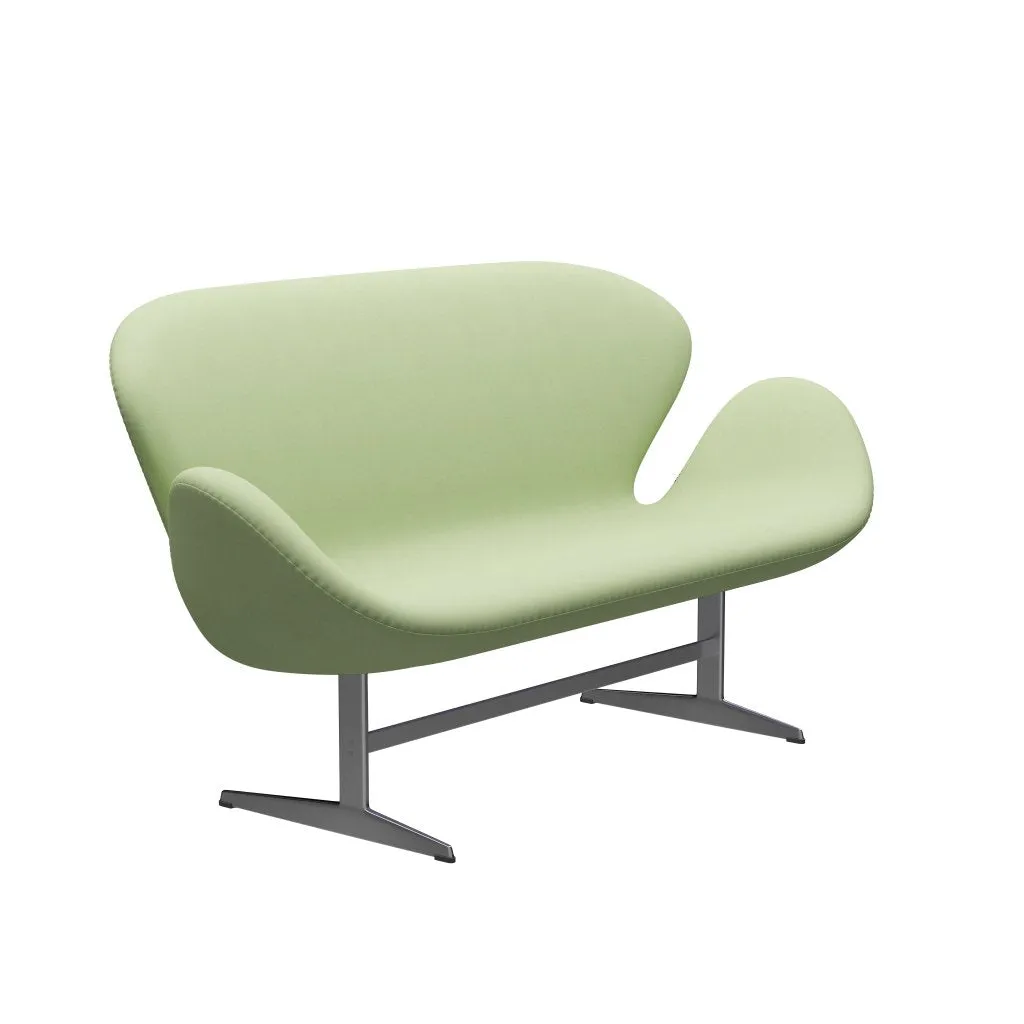Fritz Hansen Swan™ Sofa 2 Seater, Satin Brushed Aluminium/Divina Light Yellow