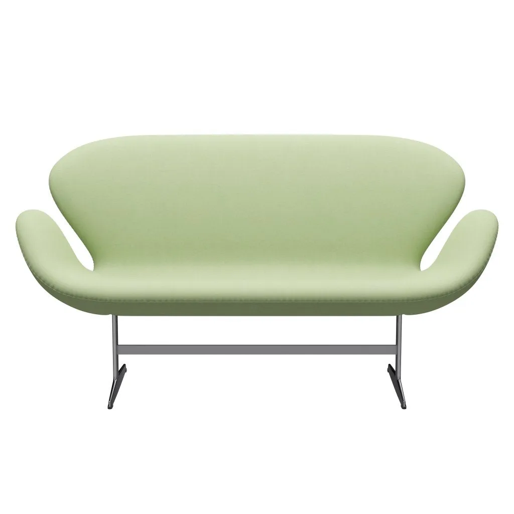 Fritz Hansen Swan™ Sofa 2 Seater, Satin Brushed Aluminium/Divina Light Yellow