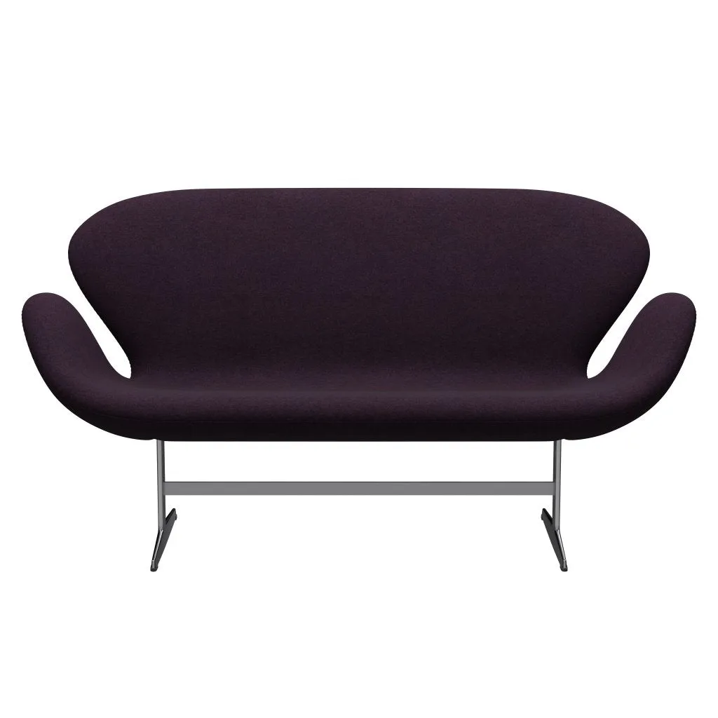 Fritz Hansen Swan™ Sofa 2 Seater, Satin Brushed Aluminium/Divina Md Aubergine