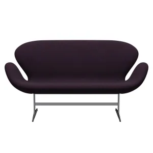 Fritz Hansen Swan™ Sofa 2 Seater, Satin Brushed Aluminium/Divina Md Aubergine