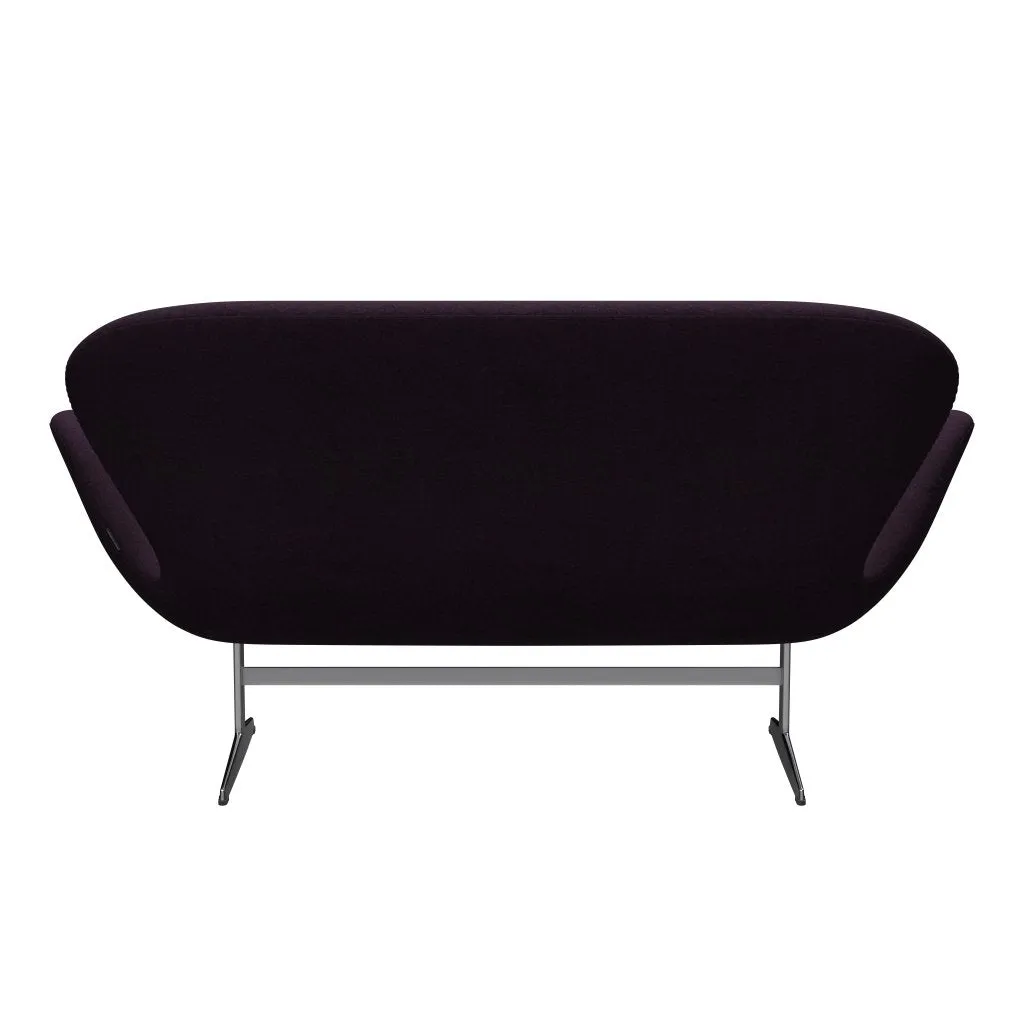 Fritz Hansen Swan™ Sofa 2 Seater, Satin Brushed Aluminium/Divina Md Aubergine