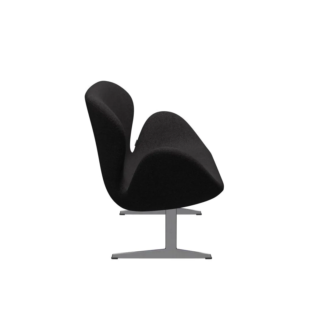 Fritz Hansen Swan™ Sofa 2 Seater, Satin Brushed Aluminium/Divina Md Dark Grey