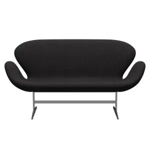 Fritz Hansen Swan™ Sofa 2 Seater, Satin Brushed Aluminium/Divina Md Dark Grey